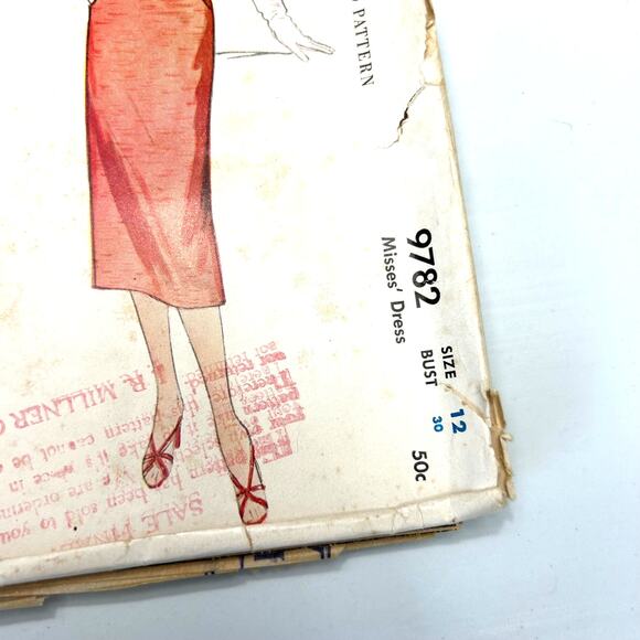 McCalls Vintage 1950's Pattern #9782 Women's Dress Size 12 - Picture 4 of 6